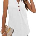 Women Summer Tops Sleeveless V Neck T Shirts Button Down Shirts Dressy Casual Clothes Fashion Trendy Blouses (Small)