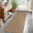 EARTHALL Woven Runner Rug 2x6 Ft Washable Runners for Hallways Cotton Non Slip Rubber Backed Kitchen Runner Braided Indoor Floor Carpet for Entryway, Hallway, Kitchen, Bedroom, Orange/Tan/Brown