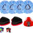 7 Pack Spin Mop Head for O-Ceda RinseClean 2 Tank System, 4 Triangle Microfiber Mop Replacement Refills, 2 Upgraded Scrub Brush & Base Head Deep Clean Mop Head for Home Office Bathroom