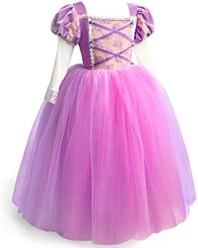 ToLaFio Princess Costume for Girls Halloween Fancy Party Dress Princess Dress Up Clothes for Little Girl, 6-7Years