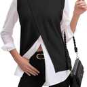 Women’s Mock Neck Sweater Vests, Sleeveless Knit Pullover Tops Casual Split Hem Shirt Trendy Going Out Outfits (Black, S)