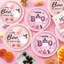 CC HOME Halloween Birthday Paper Plates Napkins Pink Pumpkin Ghost Disposable Tableware Set Party Supplies A Little Boo Theme Dinnerware Sets Serves 24 Guests for Party Plates Napkins 88PCS