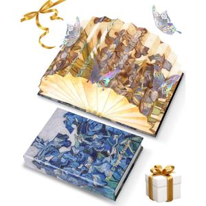Book Shaped Light, BookLamp for Book Lovers Gifts,Van Gogh Iris Design Foldable Lamp Perfect for Bedside Night Light, Bookshelf Decor, Home Desk, Ideal Gifts for Birthday Valentines Day