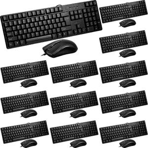 Fabbay 24 Pcs USB Wired Keyboard and Mouse 12 Wired Mouse 12 Corded Full Size Keyboard for School Office Home Compatible with Computer/Laptop/Windows/PC/Desktop