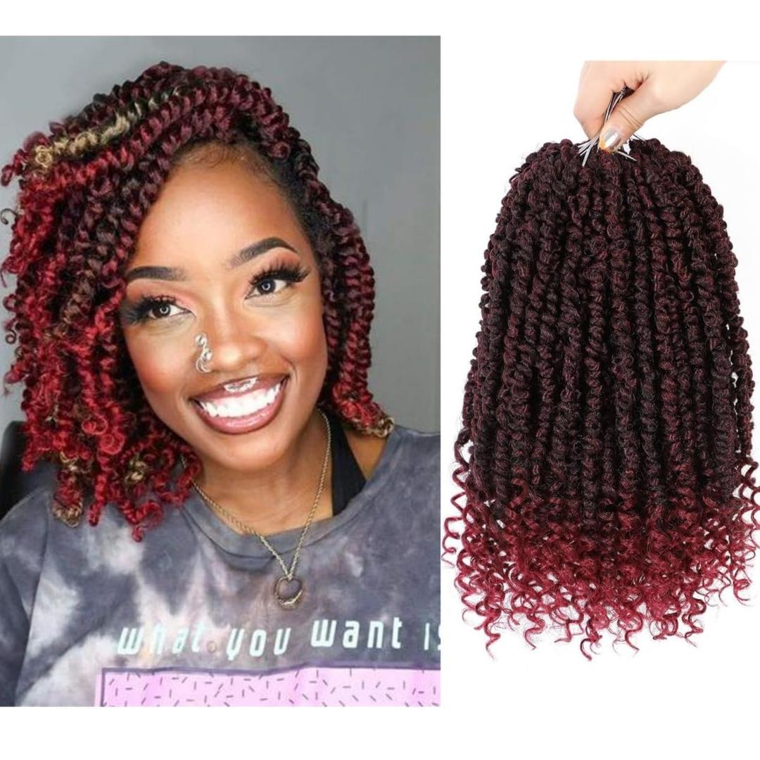 Passion Twist Crochet Hair, Pre twisted Passion Twist Hair, Passion Twist Hair 10 Inch, Short Passion Twist Crochet Braids, Pre Looped Crochet Hair for Black Women(1B/BUG)