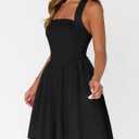 MEROKEETY Women's Summer Halter Neck Mini Dress 2026 Cute Ruched Waist A-line Flowy Graduation Cocktail Party Short Dresses (Black, XL)