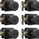 Goldenwarm Matte Black Door Knobs Interior, Privacy Door Knob for Bedroom Door Knob, Black Interior Door Knobs Privacy Lock 6 Pack