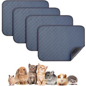 4 Pack 24 x 18 Inch Guinea Pig Cage Absorbent Liner Reusable Waterproof Super Absorbent Guinea Pig Urine Pad Non-Slip Mat for Small Animals Rabbit Hamster Rat. Washable Guinea Pig Bedding