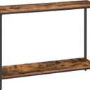 HOOBRO Console Table, 47.2" Narrow Entryway Table, Industrial Sofa Table with Shelf, Entrance Table for Living Room, Hallway, Foyer, Corridor, Office, Metal Frame, Rustic Brown and Black BF20XG01G1