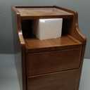 Solid Wood Nightstand with 2 Drawers, Bedside Table with Open Sliding Shelf, Mid Century Modern Night Stand, End Side Table for Bedroom, No Assembly Needed, Walnut