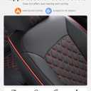 Huidasource Rear Seat Cover, Nappa Leather Back Seat Cover Velcro Adjustable, Compatible with Armrests, Seat Belts, Child Safety Seats, Fit for Most Cars SUVs Trucks (Back Row/Black&Red)