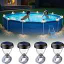 Solar Pool Lights for Above Ground Pools, LED Energy Saving Warm White Light, Waterproof for Frame Swimming Pools Night Accessories(4 Pcs)