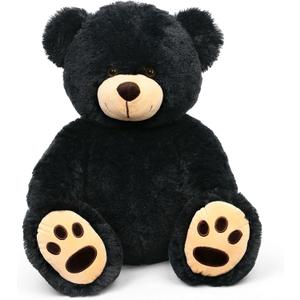 LotFancy Teddy Bear Stuffed Animals, 20 inch Soft Cuddly Plush Black Bear, Cute Plush Toy with Footprints, Gift for Kids Baby Toddlers on Baby Shower, Birthday, Christmas, Easter Decoration