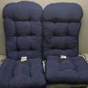 Adirondack Chair Cushion, Rocking Cushions 44x19.4x4 inch, High Back Patio Recliner Cushion of Upper and Lower with Ties, Sunscreen and Fade-Resistant Gray,Navy,2