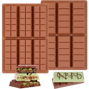 Chocolate Bar Mold - Non-Stick Silicone Chocolate Molds, Food Grade Dubai Deep Chocolate Bar Mold for Milk Pistachio - Set of 2 (Mix)