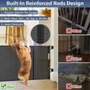 Reinforced 18 Inch Tall Retractable Dog Gate for Stairs, 55" Wide Step Over Pet Gate for Doorways, Small Pet Gate Retractable Gate Indoor/Outdoor Short Gate for Small Dogs - No Bottom Squeeze, Black
