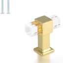 knobelite 10 Pack Polished Gold Cabinet Knobs with Zinc Alloy Base, Acrylic Cabinet Pulls for Kitchen, Modern Cupboard Single Hole Dresser Drawer Pull Handle