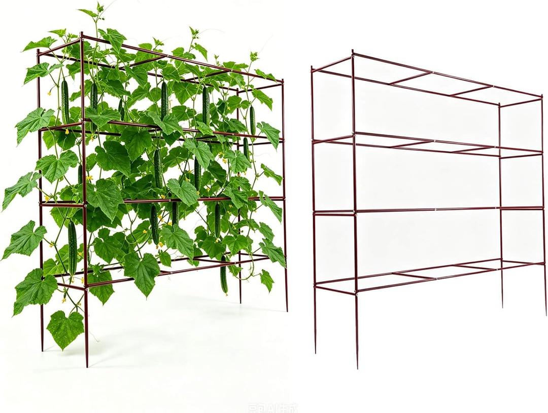 2 Pack Cucumber Trellis, Trellis for Climbing Plants Outdoor, 58" L x 14" W x 55" H Heavy Duty Metal Garden Plant Support for Raised Beds, Peas, Okra, Vines & Flowers