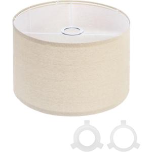 Drum Lamp Shades for Table Lamps Linen Lampshade Easy Assembly Lamp Shade with E27 to E26/E14 Adapters for Floor Lamps Bedside Lamps Pendant Lights, Cream