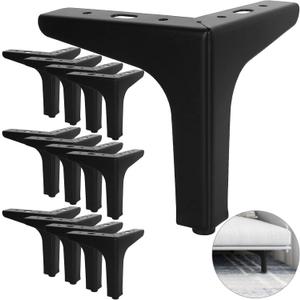MIVIDE 12Pack Metal Furniture Sofa Legs, 5inch Modern Style Furniture Triangle Sofa Legs Feet, Metal Cabinet Legs Replacement Black for Cabinet Cupboard Sofa Couch Chair Ottoman