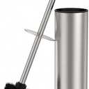 Stain Nickel Toilet Brush and Holder SetStainless Steel Heavy Duty Toilet Bowl BrushExtra Long Handled Modern Toilet Cleaner Brush with Replaceable Head, Removable Inner Bowl, and Splash Protection
