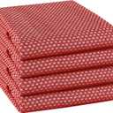 TWINY Threads 4-Pack Cotton Kitchen Towels, 18x28 Inches, Soft & Absorbent Dish Cloths Set with Hanging Loop, Quick-Dry, Reusable and Washable Washcloths for Cooking, Baking & Cleaning Tasks, Red