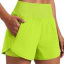 Ksmein Women's 2 in 1 Athletic Running Shorts 3" Dolphin Hem Quick Dry Workout Gym Shorts,Large