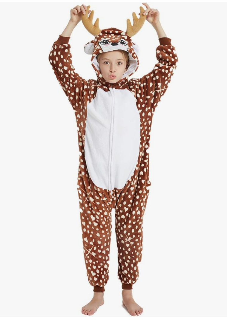 Kids Deer Onesie Girls Reindeer Costume Funny Animal Pajama Halloween Christmas Party 130