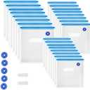 Sous Vide Bags 31 Pcs (24 Pcs Vacuum Zipper Bags & 2 Seal Clips & 5 Air Valves),Reusable BPA Free Vacuum Sealer Bags Vacuum Food Storage Bags for Cooking/Food Storage/Microwave Heating