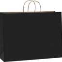 BagDream 100Pcs 16x6x12 Inches Kraft Paper Bags with Handles Bulk, Large Shopping Bags for Gifts, Grocery, Merchandise, Party Favor, Take-out, Recycled Black Black Paper Sacks