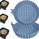 Air Fryer Silicone Liners, Air Fryer Silicone Pot Reusable Food Grade Airfryer Liners Baking Basket Accessories (Dark Blue,8 Inches) (1"L x 1"W)