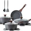 SENSARTE Nonstick Cookware Set 13-Piece, Non Stick Pots and Pans Set with Swiss Granite Coating, Healthy Kitchen Cooking Set, Stay-Cool Handles, PFOA Free (Gray)