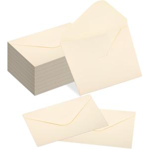 180 Packs Mini Envelopes Small Envelope with Gummed Seal, Paper Business Card Envelopes, Bulk Tiny Envelope Pockets for Small Note Cards, 4 x 2.7 Inches (Cream)