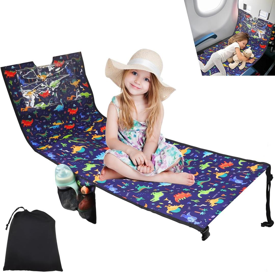 Portable Toddler Airplane Bed, Airplane Seat Extender for Kids, Plane Must Have,Soft Airplane Bed Footrest, Plane Travel Essentials for Flights, Blue