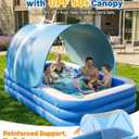 HeySplash Inflatable Pool with Canopy, Large Inflatable Swimming Pool for Adults & Kids, Blow Up Pool Thickened Family Pool for Outdoor Backyard Garden Party Summer Fun, 118" x 69" x 24"(Blue)