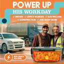 TRAVELISIMO Electric Lunch Box for Adults 80W Heated Lunch Box For Men 1.5L Stainless Steel Portable Food Warmer, 12/24/110V Electric Food Warmers for Travel & Work, Loncheras Para Hombres de Trabajo (Dark Green)