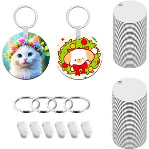 240 Pcs /80 Pack Sublimation Keychain Blanks, Aluminum Double Sided Sublimation Blanks Keychain Heat Transfer for DIY Crafts-Round