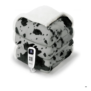 Heated Blanket Full Blanket - Fast Heating Electric Blanket, Soft Flannel Heated Full with 4 Time Settings,10 Heating Settings, Warm Gifts for Women & Mom & Grandma(72"x84"Cow Print Grey)
