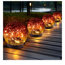 Solar Globe Lights Outdoor Waterproof - Cracked Glass Ball Lights for Garden, Patio, Yard, Lawn and Backyard Decor - Decorative Orbs for Outside,Gradient Red