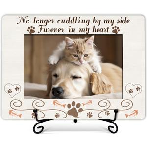 Cat Memorial Picture Frame, Forever In My Heart Photo Frame, Remembrance Gifts For Cat Lover Cat Mom, Loss of Cat Sympathy Decor Gift, Cat Passing Away Gift, Home Office Memorial Frame With Stand -14