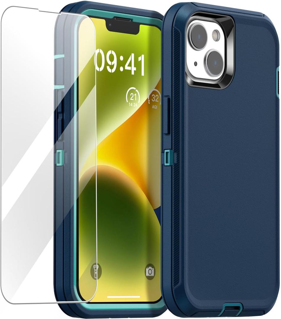 AICase for iPhone 14 Case(6.1") with Glass Screen Protector, Heavy Duty Drop Protection Full Body Rugged Shockproof/ Dust Proof Military Protective Tough Durable for iPhone 14 6.1"_7