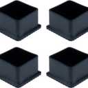 Square Furniture Feet Pads PVC Rubber Queit Chair Leg Caps Inner Size 1.6" x 1.6" Fit for Square Chair Feet Floor Protectors, Black-4 Packs