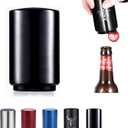 Father's Day Gift for Dad, YUDANSI Push Down Bottle Opener, Automatic Beer Openers, Stainless Steel Bottle Cap Mover, Funny Kitchen Gadgets, Beer Bar Accessories Gifts for Him BF, Magnetic Corkscrew (Black)