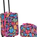 Rockland Fashion Softside 2 Piece Luggage Set, Expandable, (14" Tote/19" Upright), New Heart 