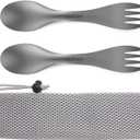 OUTXE Titanium 2 in 1 Fork and Spoon Combo 2-Pack Ultra Lightweight Camping Utensil, Eco-Friendly Spork for Backpacking, Hiking, Outdoors