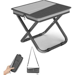 Portable Ultralight Collapsible Stool,Camping Chair,Handbag Style Pocket Foldable Stool for Camping Travel Fishing Hiking and Outdoor Activities(Gray) (Large)