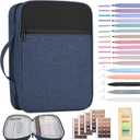 Bible Cover for Men Bible Book Cover Canvas Carrying Case Book Protector Case Large Bible Cover with Durable Handle Bible Study Supplies Accessories Christian Gifts (Blue, Large)