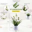 Artificial Orchid Flowers Fake Cymbidium Plant in Pot, 19" Tall Faux Orchids for Home Decor Indoor, Lifelike Silk Flowers for Centerpieces Office Arrangement-White