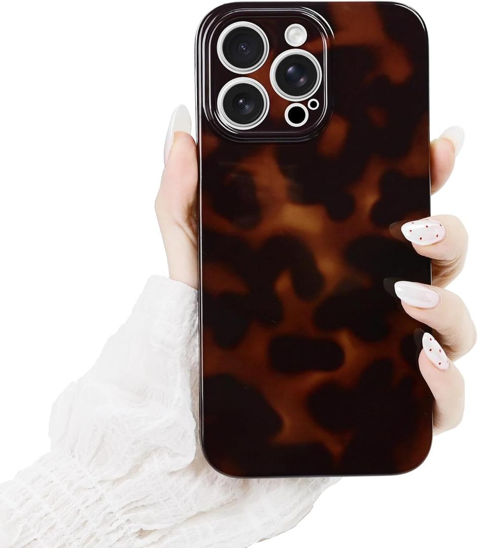 2 x XIQI Compatible with iPhone 16 Pro Max Case, Retro Cool Trendy Leopard Pattern Brown Amber, Full Camera Protective, Soft TPU Slim Phone Case for Women Girls, Brown Leopard