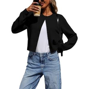 ELLEVEN Women's Cropped Cardigan Sweaters, Light Weight Knit Sweater Cute Short Button up Cardigans Trendy Fashion Clothing XS